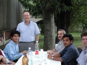 Prof. L.T. DeLuca and prof. L. Galfetti with two young  international students (on the right Subith Vasu, now professor at UCF)